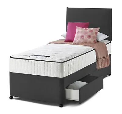 *NEW* Single Bed Divan 2FT6/3FT With Mattress & Headboard + Draws Kids & Adults • £229.99