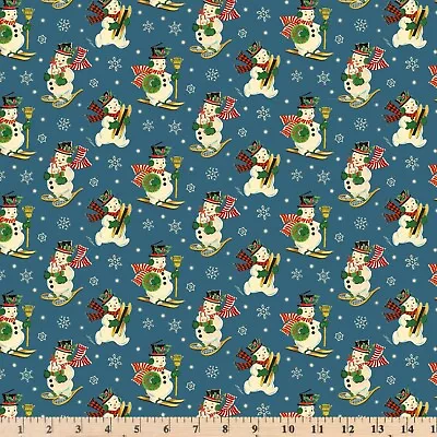 Vintage Christmas Peacock Jolly Snowman DCX10370-PECO-D Fabric By The Half Yard • $4.20