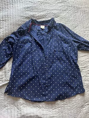 St. John's Bay Polka Dot Buttons Up Shirt Navy Blue Size XXL • $9.50