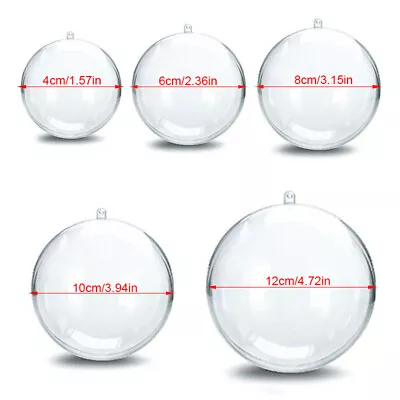 10Pc Plastic Christmas Ball Clear Acrylic DIY Fillable Baubles Sphere Xmas Decor • $18.91