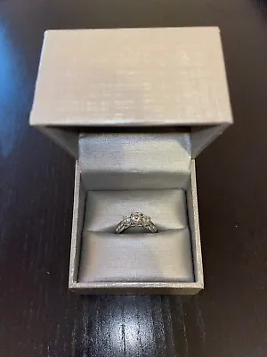 Zales 10K White Gold Past Present Future 1 Carat T.W. Diamond Engagement Ring 6 • $645.50