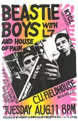 $10 • Buy NEW THE BEASTIE BOYS WITH L7 AND HOUSE OF PAIN Rock Concert Poster