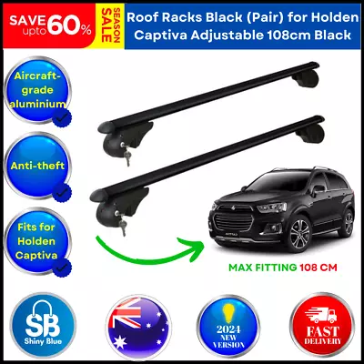 Roof Racks Black (Pair) | For Holden Captiva 5 & 7 Car Top Universal Cross Bars✅ • $99.97