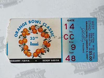 1967 Orange Bowl Ticket 1/2/67 Georgia Tech Yellow Jackets Florida Gators • $65