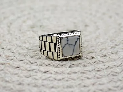 Turkish Men's Ring Handmade 925 Sterling Silver Jewelry Howlite All Size • $44