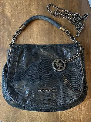 Women’s Michael Kors Black Python Embossed Hobo Bag • $29