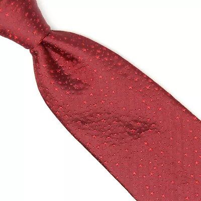 Dunhill Mens Silk Necktie Burgundy Red Star Dot Woven Tie Made In England  • $59.99