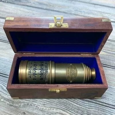 Brass Antique Vintage 20 Victorian Marine Telescope With Wooden Box Spyglass • $40.50