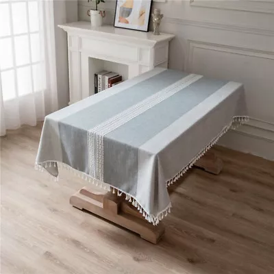 Rectangle Tassel Tablecloth Dining Table Cloth Cover Kitchen Fringed Home Decor • $40.68