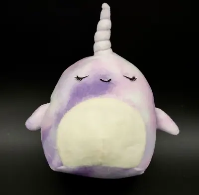 Nabila Purple Tie Dye Narwhal Squishmallow 5   Kellytoy Plush Sealife Squad Toy • $8.99