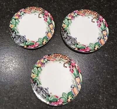 Vitromaster Sue Zipkin RAIN FOREST Pattern Set Of 3 Stoneware Dinner Plates  • $33