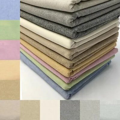 £9.99 • Buy Plain Cotton Linen Look Fabric Upholstery Craft Curtain Furnishings 140cm Wide