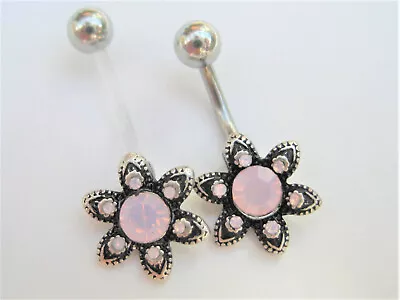 £4.24 • Buy Flower Crystal Bioflexi/Steel Belly Bar 6mm 8mm 10mm 12mm 14mm16mm 20mm 25mm+++