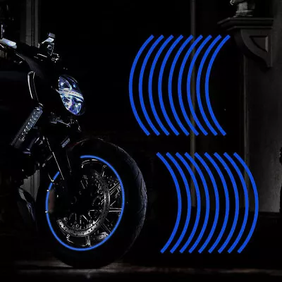 16x 17''- 19'' Strips Car Motorbike Reflective Blue Rim Wheel Tape Sticker Decal • $4.39