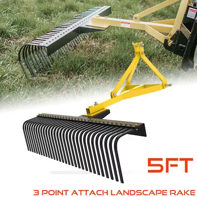 3 Point Attachments 5 FT Landscape Rock Rake Kit For Compact Tractors Category 1 • $598.99