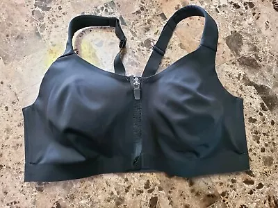 VICTORIA'S SECRET Knockout Front-Close Zip Sports Bra Black 36D Summer Sexy • $12.99