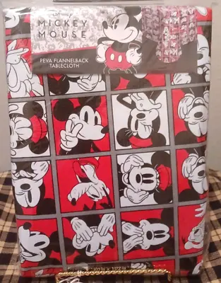Disney  Mickey Minnie Mouse Tablecloth Rectangular Vinyl Flannel Back 60” X 102” • $25