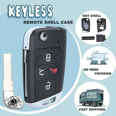 Remote Car Key Shell Case Fob For Volkswagen Uncut HU75T Blank Blade 4 Button • $13.35