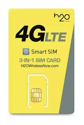 H2O Wireless 3-1 SIM Card With $20 Plan Prefill 2 GB New Customer Or Accounts • $20