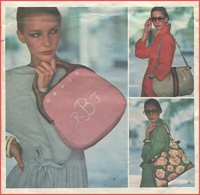 1970s Vintage 5 Lined Wooden Handle Handbag Purse Vogue 1406 Sewing Pattern • $3.50