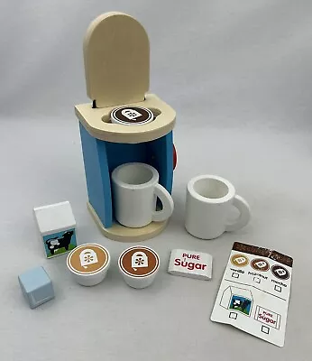 Melissa & Doug Coffee Maker Brew And Serve Pod Set 10 Pc Wooden Kitchen Play Toy • $9.95