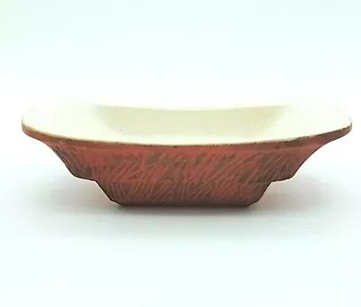 Vtg McCoy USA Pottery Orange Planter Dish 4  X 7.25  X 2  T Zebra/Swirl Design • $14.75