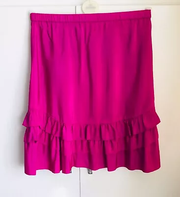 C&A Hot Pink Taffeta Vintage Ruffled Skirt - Size S - READ • £0.99