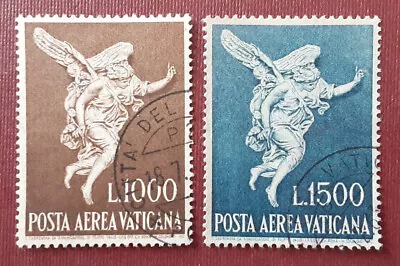 VATICAN City 1962 Used Angels Airmail Mi 391-2 Scott C45-6 Yt PA45-6 Superb 5000 • $4.75