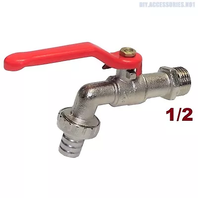 £7.73 • Buy 1/2  BSP Lever Garden Outside Water Tap Ball Type Valve Red Handle Hose Plug 