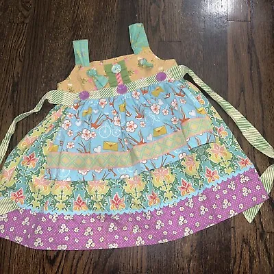 Matilda Jane Plfunnel Cake Knot Dress Girls Size 2  Apron Mixed Prints • $25