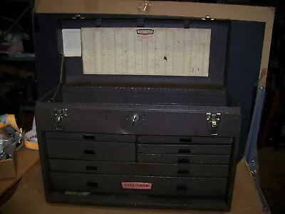 Vintage Craftsman 20.5   Machinist Tool Box 7 Drawer CROWN LOGO Chest USA W KEY • $98