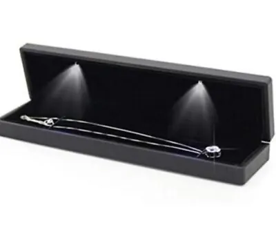 LED Light Necklace Long Chain Box Bracelet Display Case Jewelry Gift Box NEW • £10.99