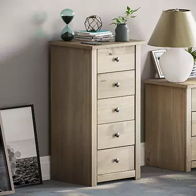 Panama Drawer Chest Solid Pine Natural Wax Wood Bedroom Storage Furniture Unit • £72.99
