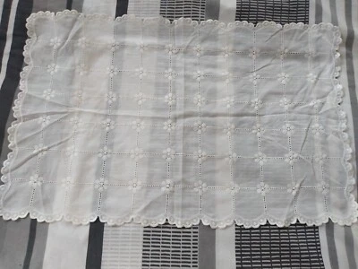 £5 • Buy French Cotton Embroidered Dressing Table Cover, Ivory Antique