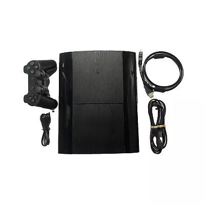 Sony PlayStation 3 Console PS3 Super Slim Black Bundle Controller & Cords Tested • $107.96