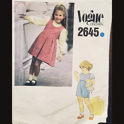 Vintage Vogue Children's Jumper Or Jumpsuit Pattern #2645 Size 3 CUT *NO BLOUSE* • $9.99