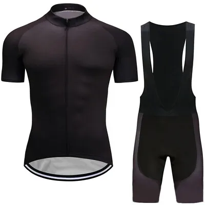 Men Cycling Jersey Bib Short Bicycle Bike Motocross MTB Shirt Black Ride Clothes • $37.75