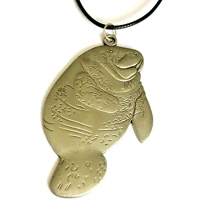 Manatee Pendant Necklace Pewter Charm Sea Cow Nautical Island Beach Mermaid • $9.99