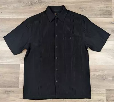 Gabicci Short Sleeved Shirt Size M Black Regular Fit Collared Check Pattern • £6.99