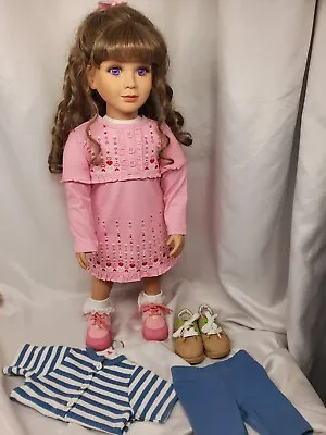 My Twinn 1997 23 Inch Posable Doll Long Curly Hair Violet Eyes Fully Dressed Lot • $220