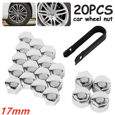 20X 17mm Chrome Alloy Wheel Nut Bolt Covers Caps Key Universal For Car Dgab • $11.69