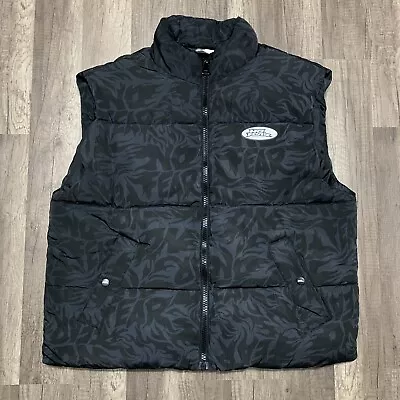 No Fear X HM Padded Vest Women's Medium Black AOP All Over Print Full Zip Street • $25.90