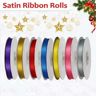 25 Metres Double Sided Satin Ribbon Rolls 3mm 6mm 10mm 15mm 25mm Ribbons • £1.99