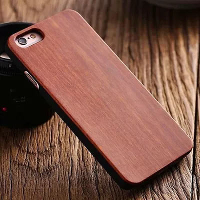 £17.99 • Buy Apple Iphone 7 8 4.7 Hard Back Real Wood Case Wooden Cover Brown Bamboo Cherry