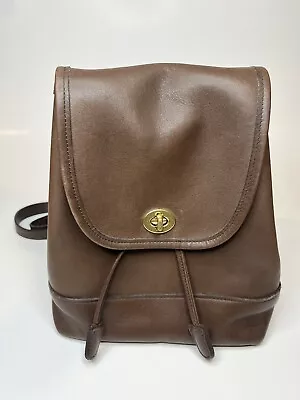 Vtg 90’s COACH 9960 Small Brown  British Tan Leather Day BackPack Brass Turnlock • $84.99