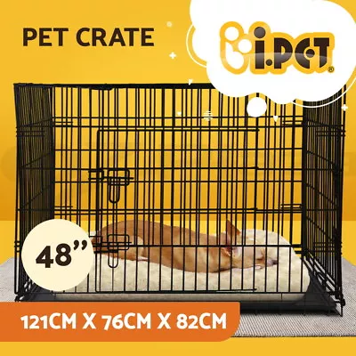 I.Pet Dog Cage Crate Large Puppy Foldable Metal Kennel Portable Pet Cage XXL 48  • $89.95