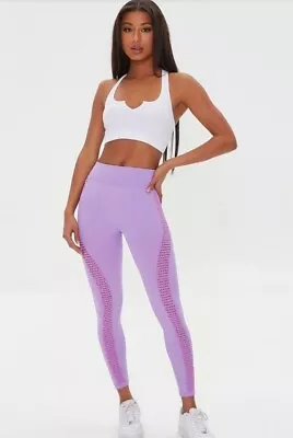 Forever 21 Women's Orchid Purple Mesh Ankle Cut Leggings S/M New • £10.42