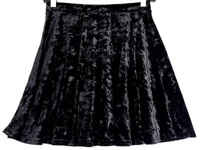 Topshop Nordstrom Skirt Women's US 4 UK 8 Black Velvet Skater Soft Classic • $14