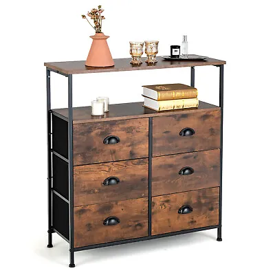 $125.90 • Buy Giantex 6 Chest Of Drawers Dresser Tallboy Cabinet W/ Storage Shelf Rustic Brown