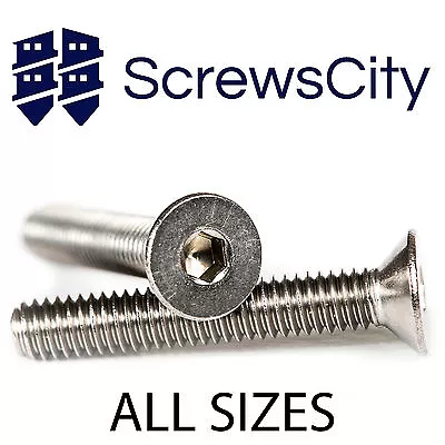 M3 M4 M5 M6 M8 Countersunk Bolts Allen Socket Screws Stainless Steel A2  • £2.30